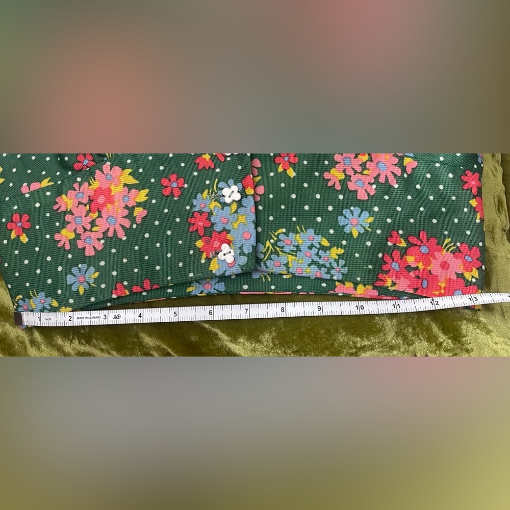 Vintage 1970s floral halter lace button flower green top boho chic - Picture 15 of 16